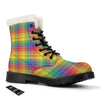 Rainbow Plaid LGBT Pride Print Pattern Winter Boots-grizzshop