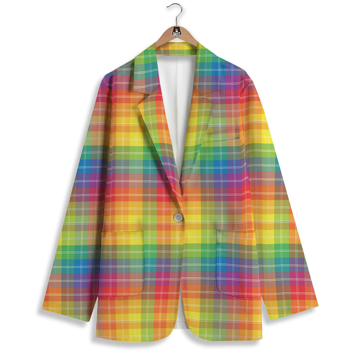 Rainbow Plaid LGBT Pride Print Pattern Women's Blazer-grizzshop