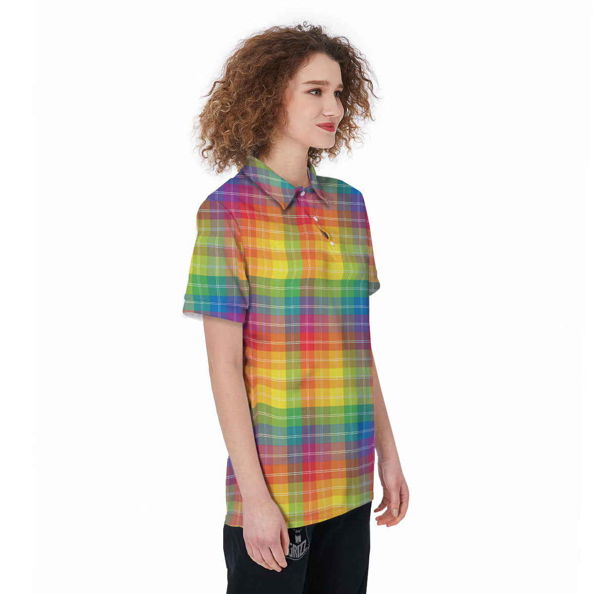 Rainbow Plaid LGBT Pride Print Pattern Women's Golf Shirts-grizzshop