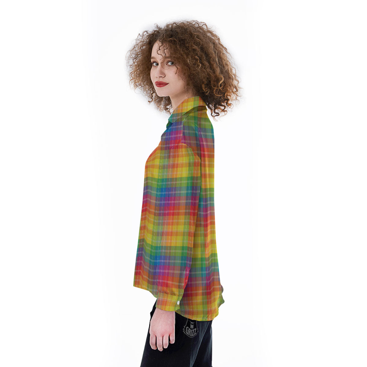 Rainbow Plaid LGBT Pride Print Pattern Women's Long Sleeve Shirts-grizzshop