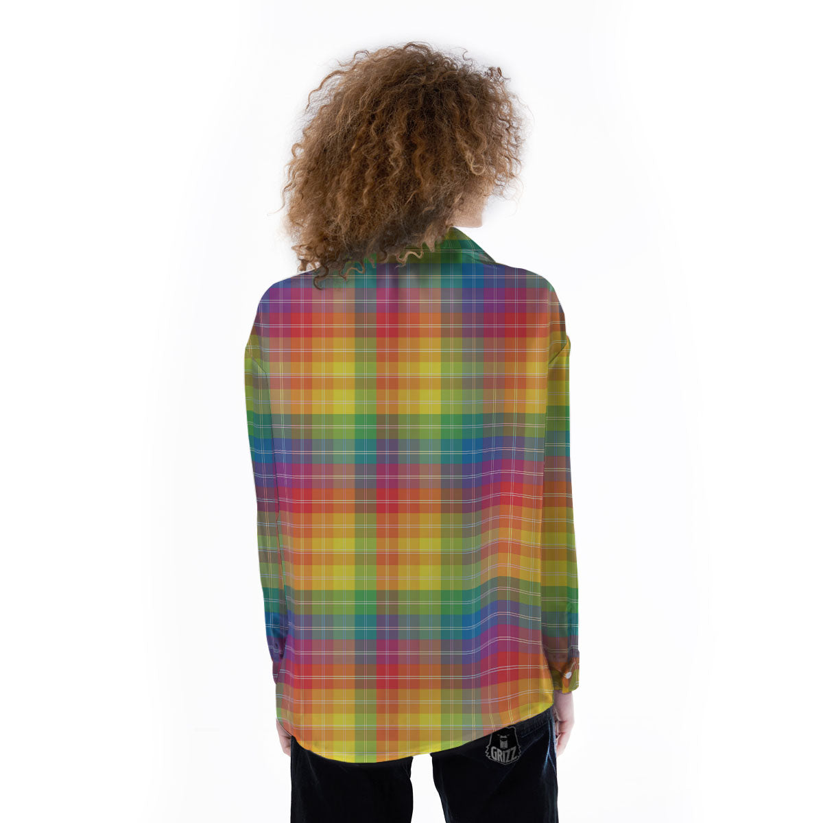 Rainbow Plaid LGBT Pride Print Pattern Women's Long Sleeve Shirts-grizzshop