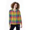 Rainbow Plaid LGBT Pride Print Pattern Women's Long Sleeve Shirts-grizzshop