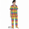 Rainbow Plaid LGBT Pride Print Pattern Women's Pajamas Set-grizzshop