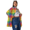 Rainbow Plaid LGBT Pride Print Pattern Women's Sherpa Jacket-grizzshop