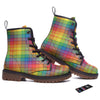 Rainbow Plaid LGBT Pride Print Pattern Work Boots-grizzshop