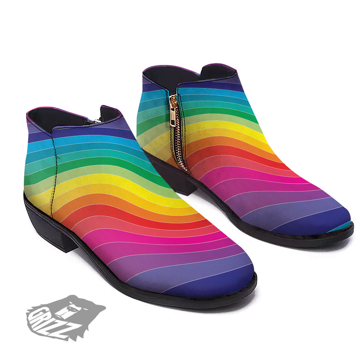 Rainbow Print Ankle Boots-grizzshop