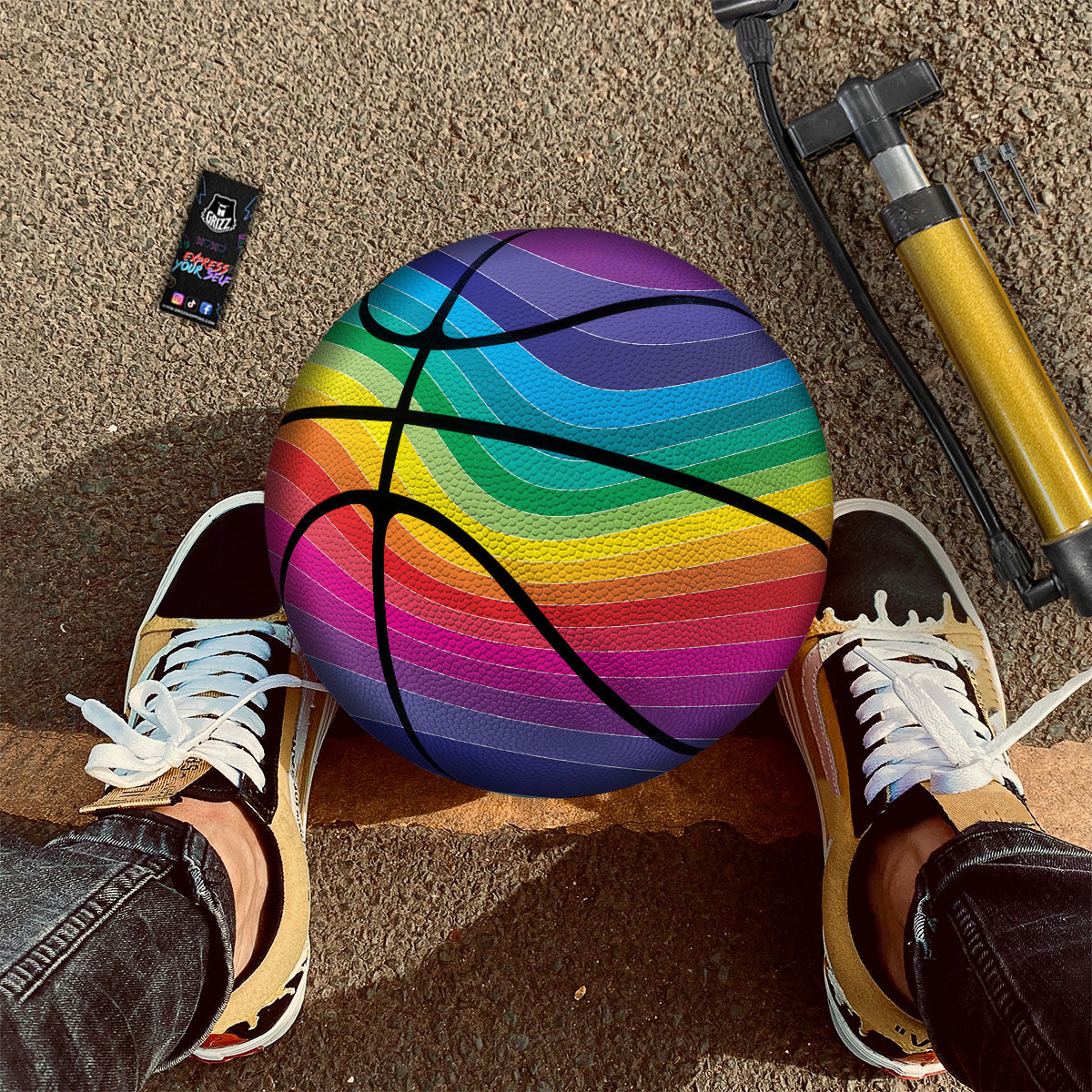 Rainbow Print Basketball-grizzshop