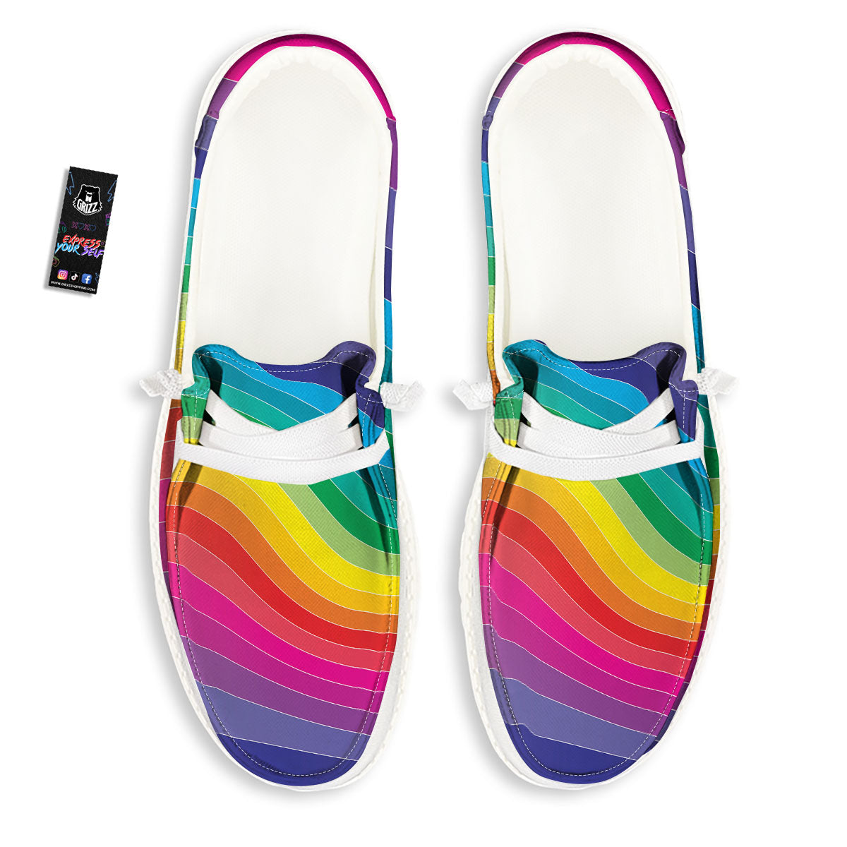 Rainbow Print Black Loafers-grizzshop