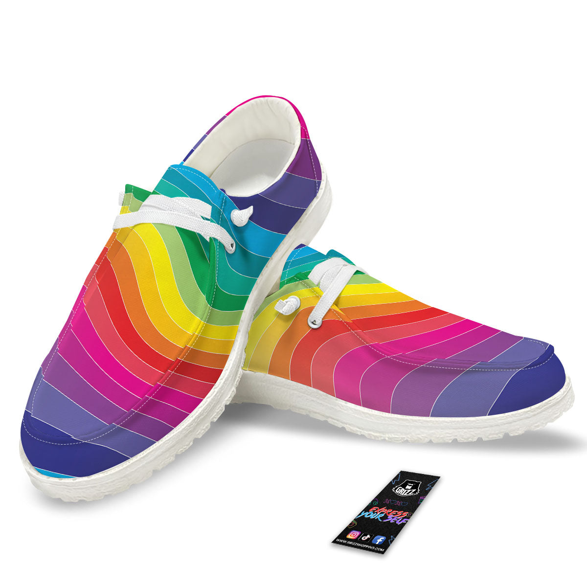 Rainbow Print Black Loafers-grizzshop