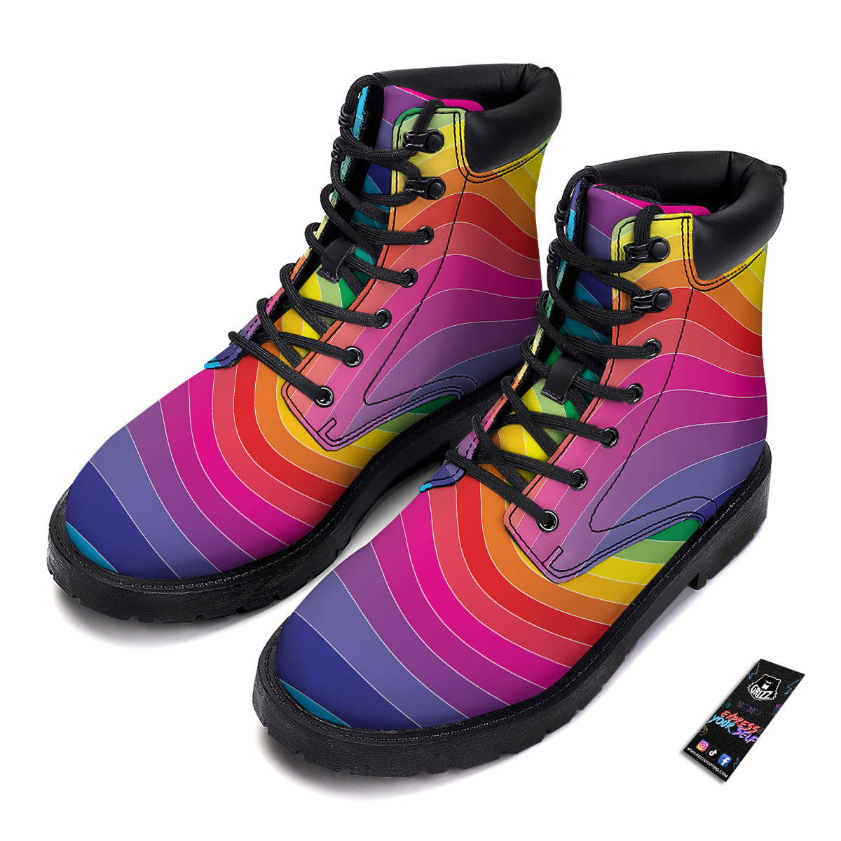 Rainbow Print Boots-grizzshop