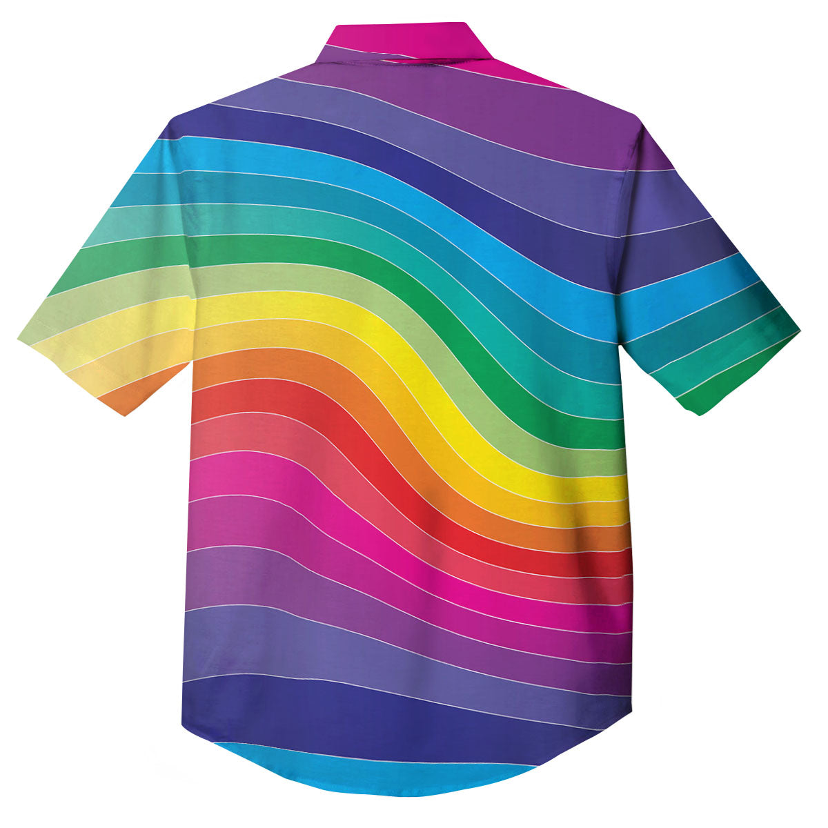 Rainbow Print Button Up Shirt-grizzshop