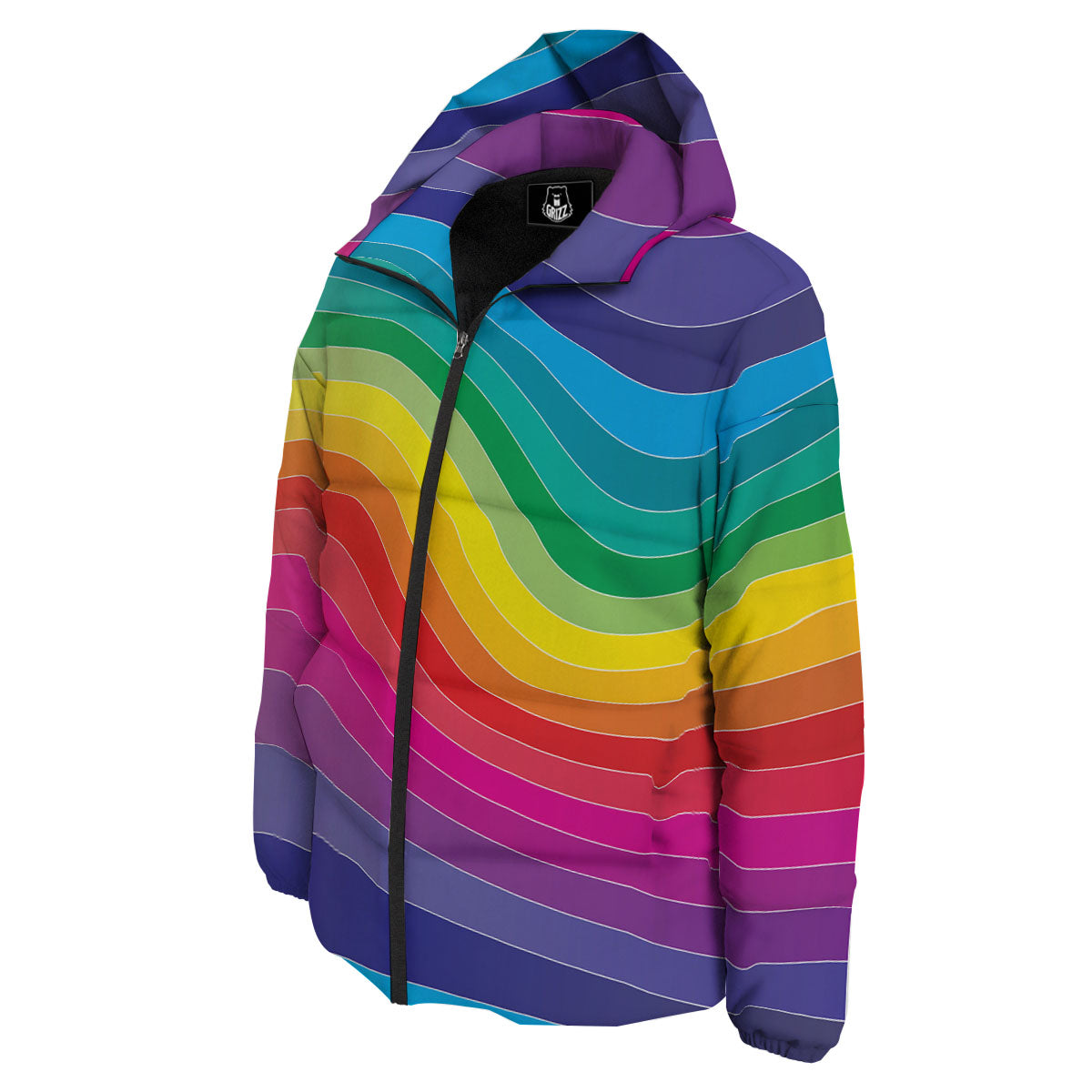 Rainbow Print Down Jacket-grizzshop
