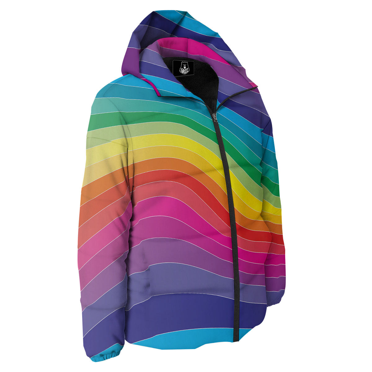 Rainbow Print Down Jacket-grizzshop