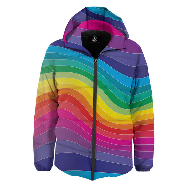 Grizzshopping Striped Neon Rainbow Print Down Jacket