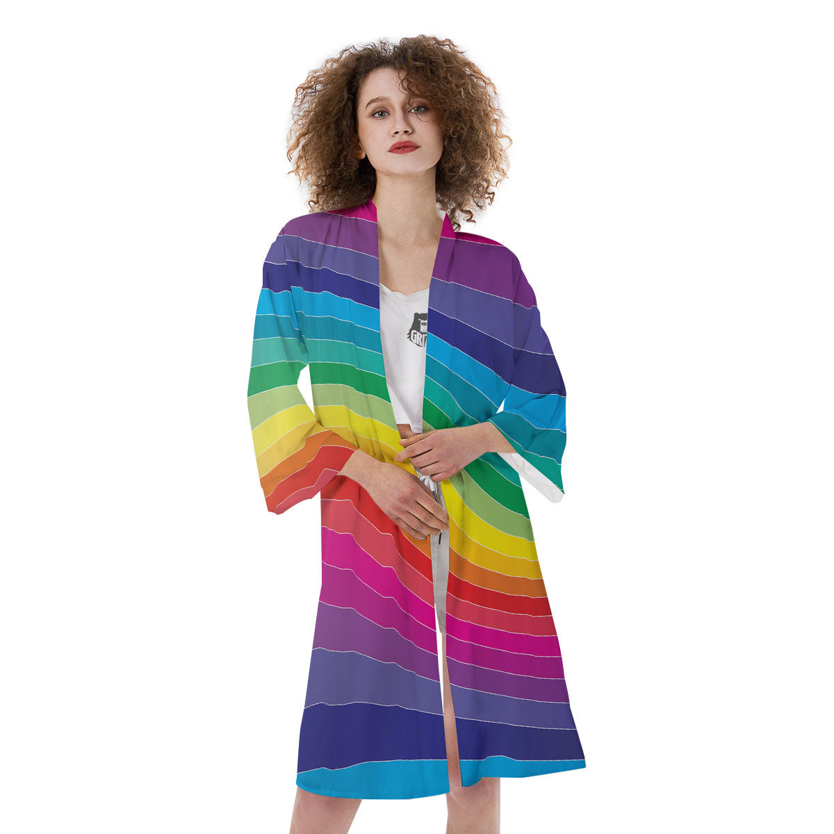 Rainbow Print Kimono-grizzshop