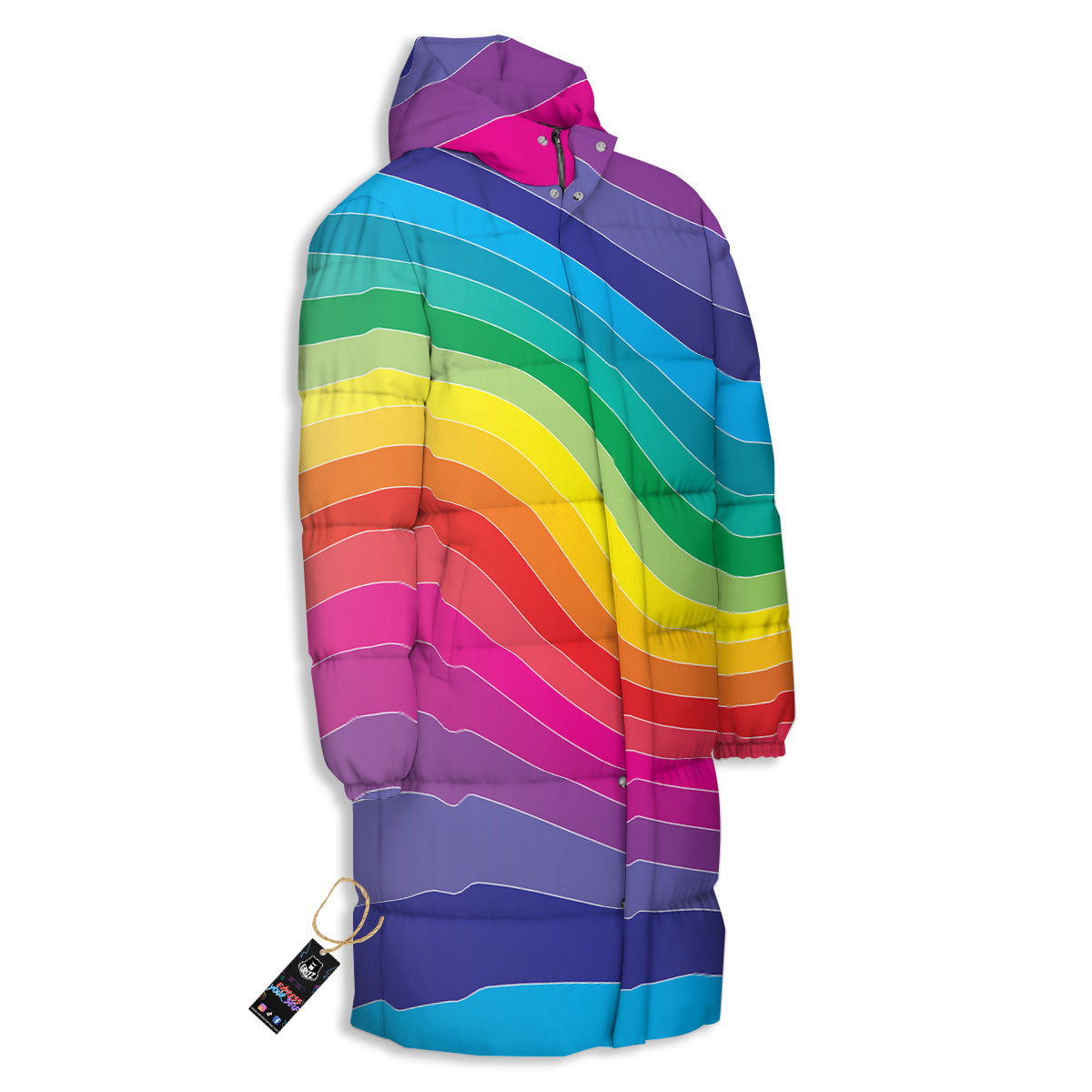 Rainbow Print Long Down Jacket-grizzshop