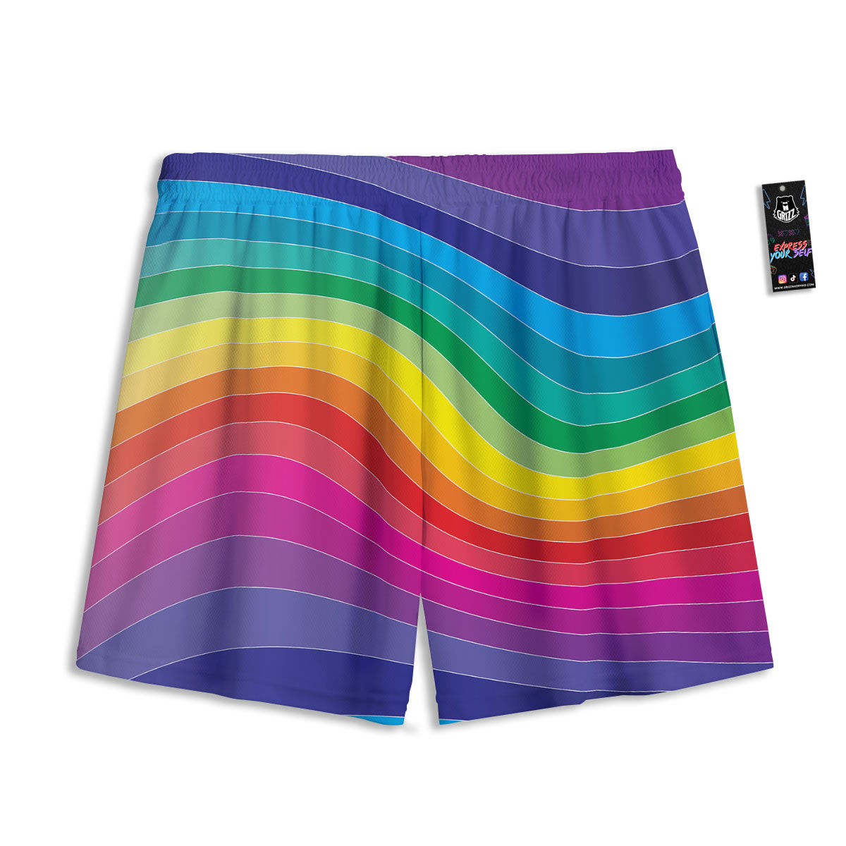 Rainbow Print Mesh Shorts