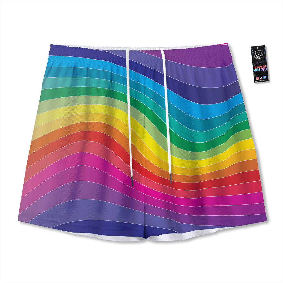 Rainbow Print Mesh Shorts
