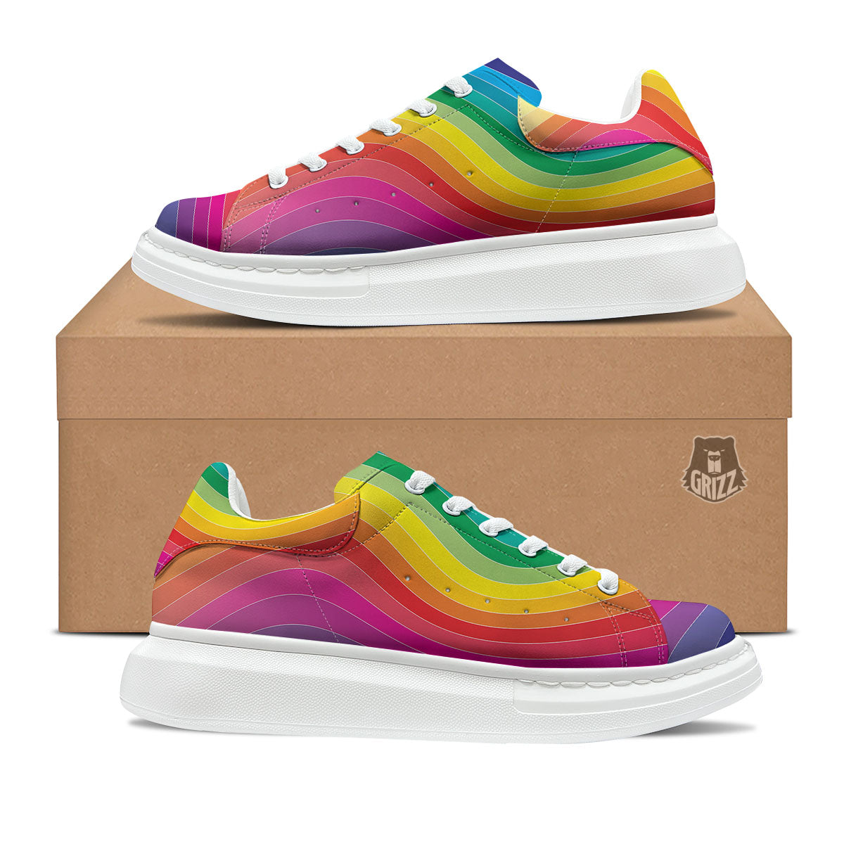 Rainbow Print Platform Shoes-grizzshop