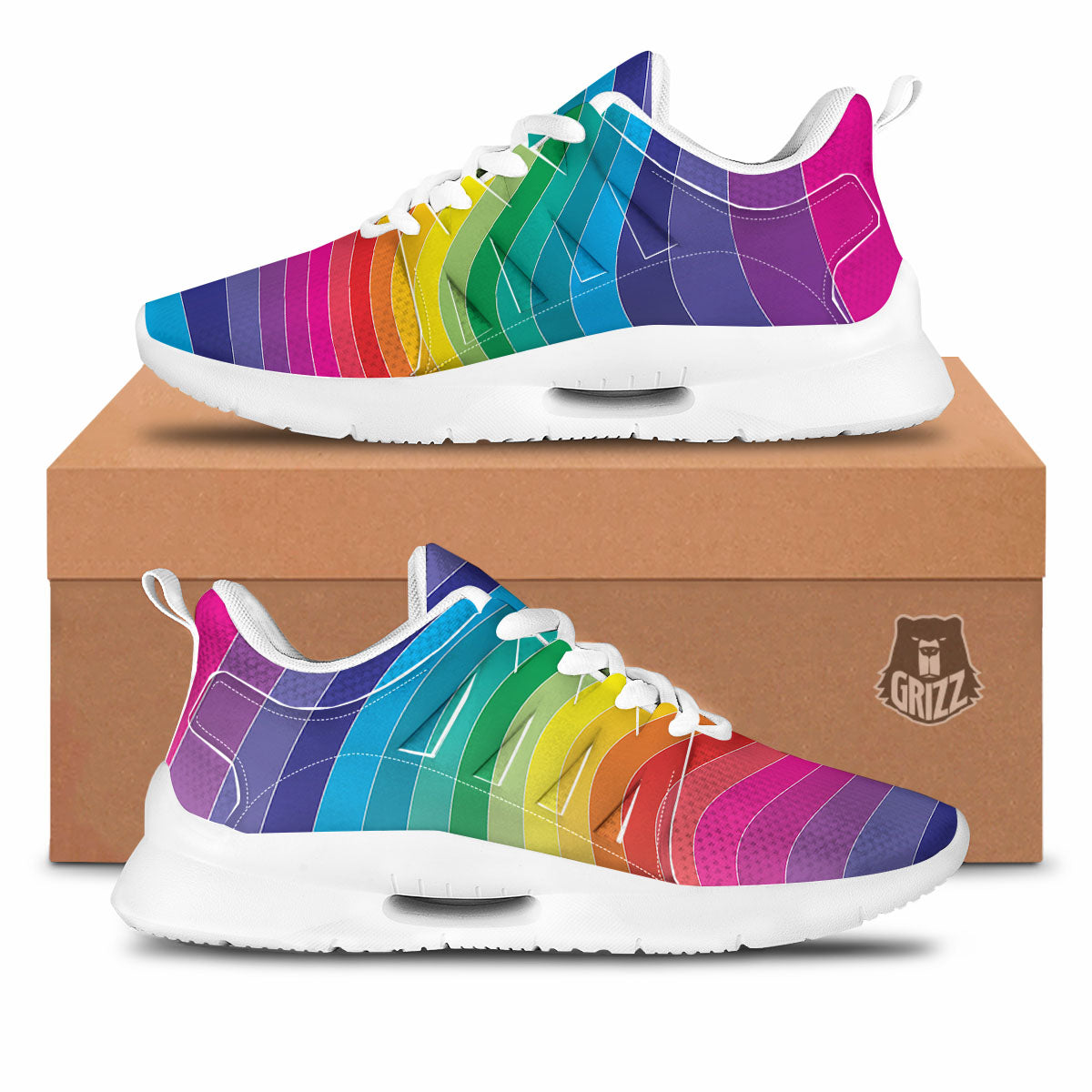 Rainbow Print Tennis Shoes-grizzshop