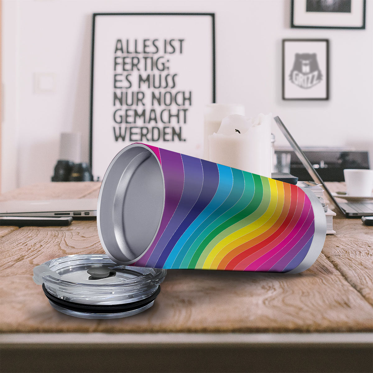 Rainbow Print Tumbler-grizzshop