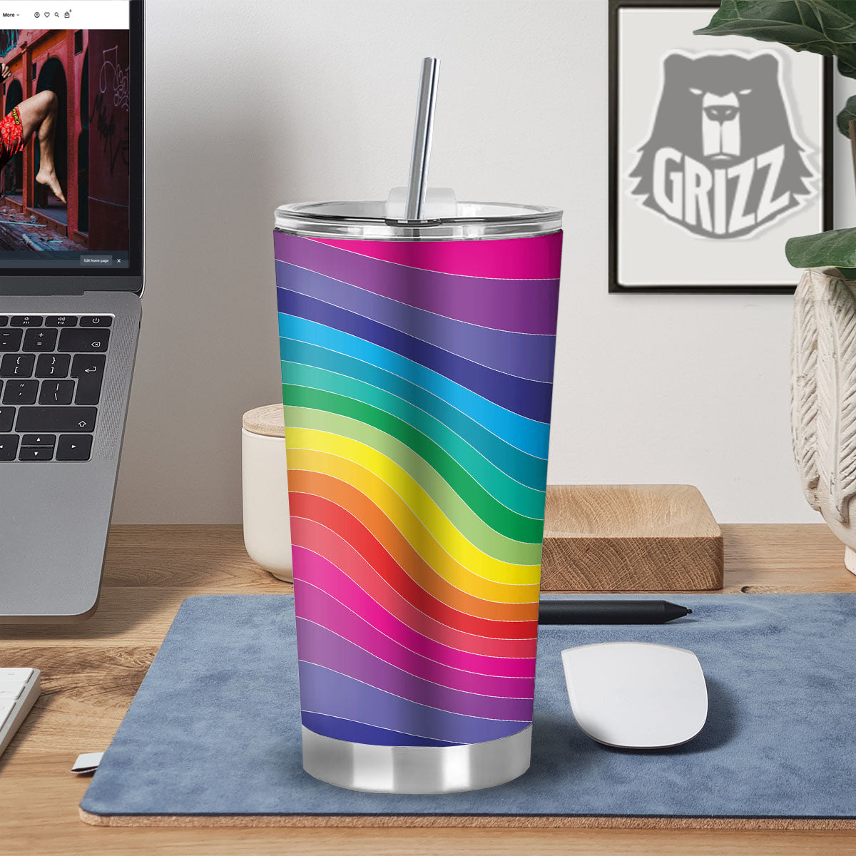 Rainbow Print Tumbler-grizzshop