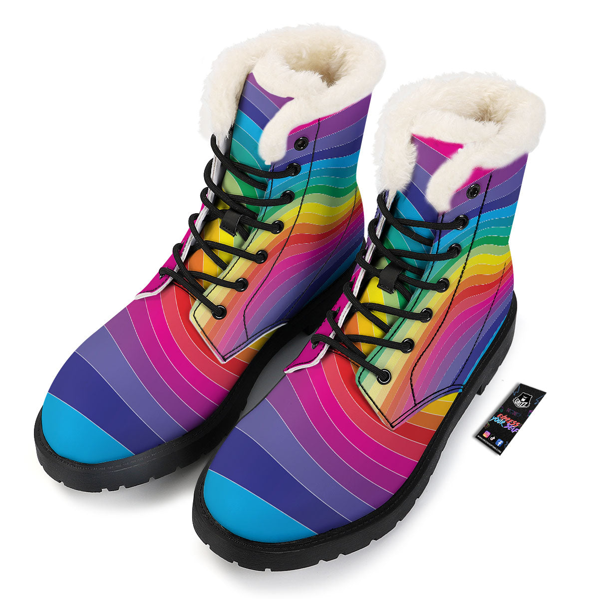 Rainbow Print Winter Boots-grizzshop