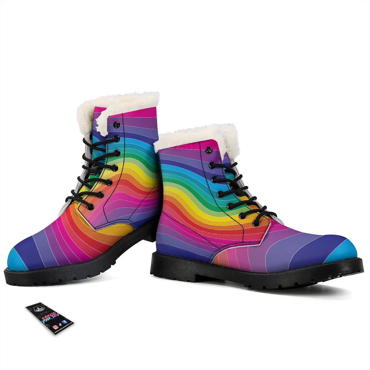 Rainbow Print Winter Boots-grizzshop