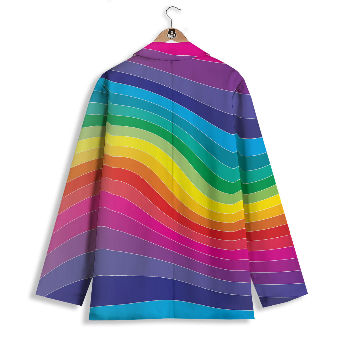 Rainbow Print Women's Blazer-grizzshop