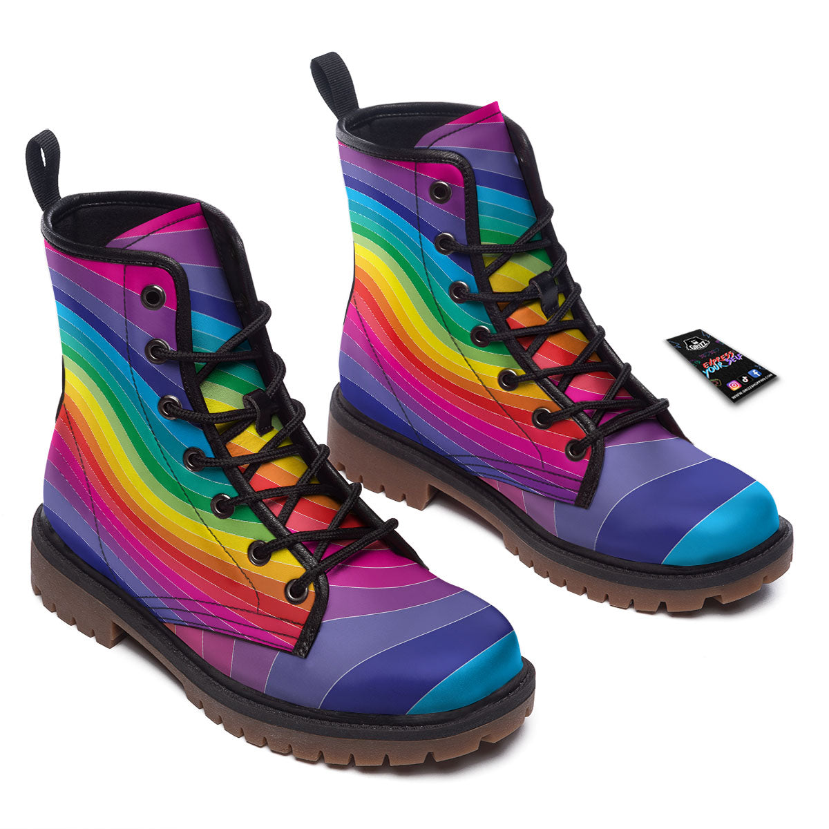 Rainbow Print Work Boots-grizzshop