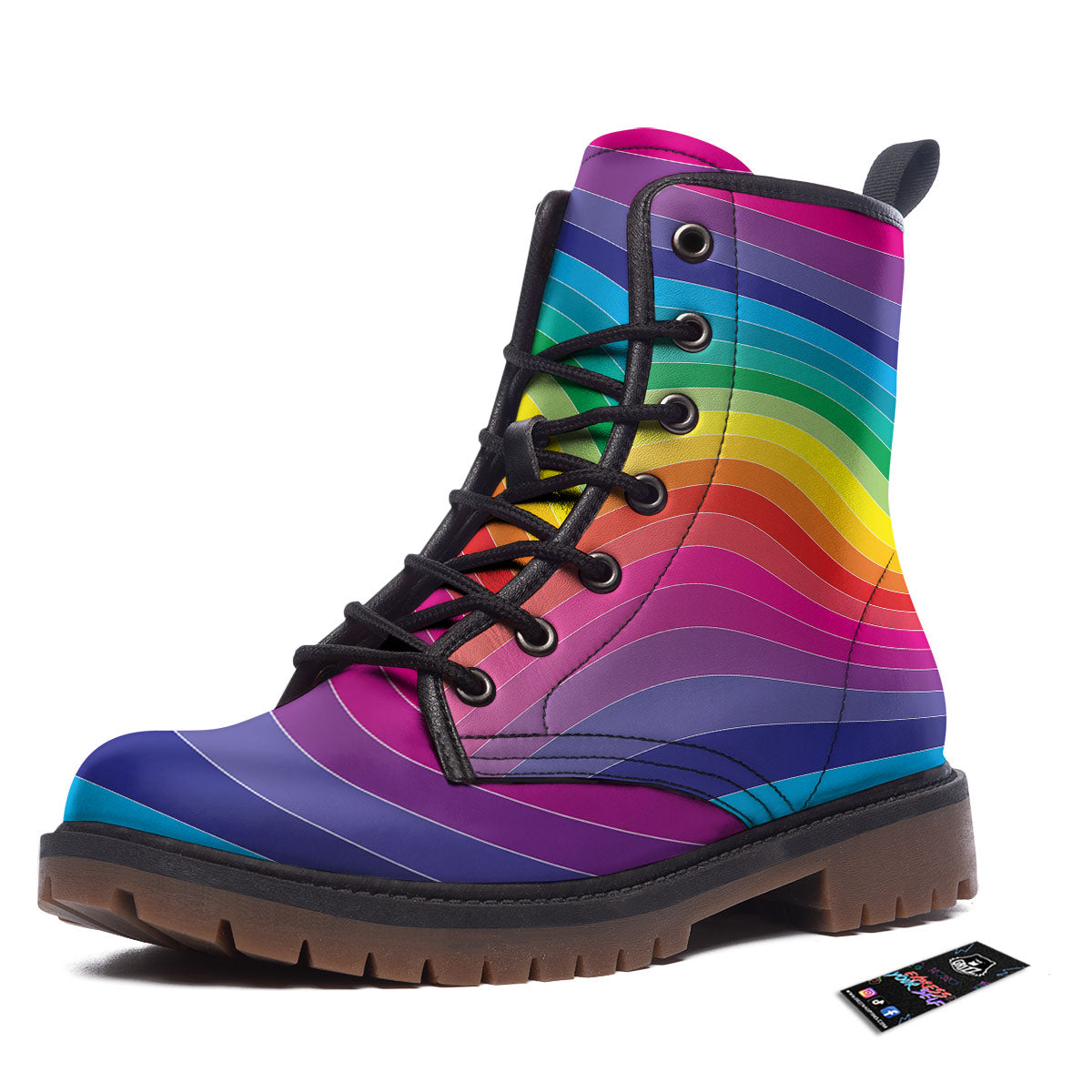 Rainbow Print Work Boots-grizzshop