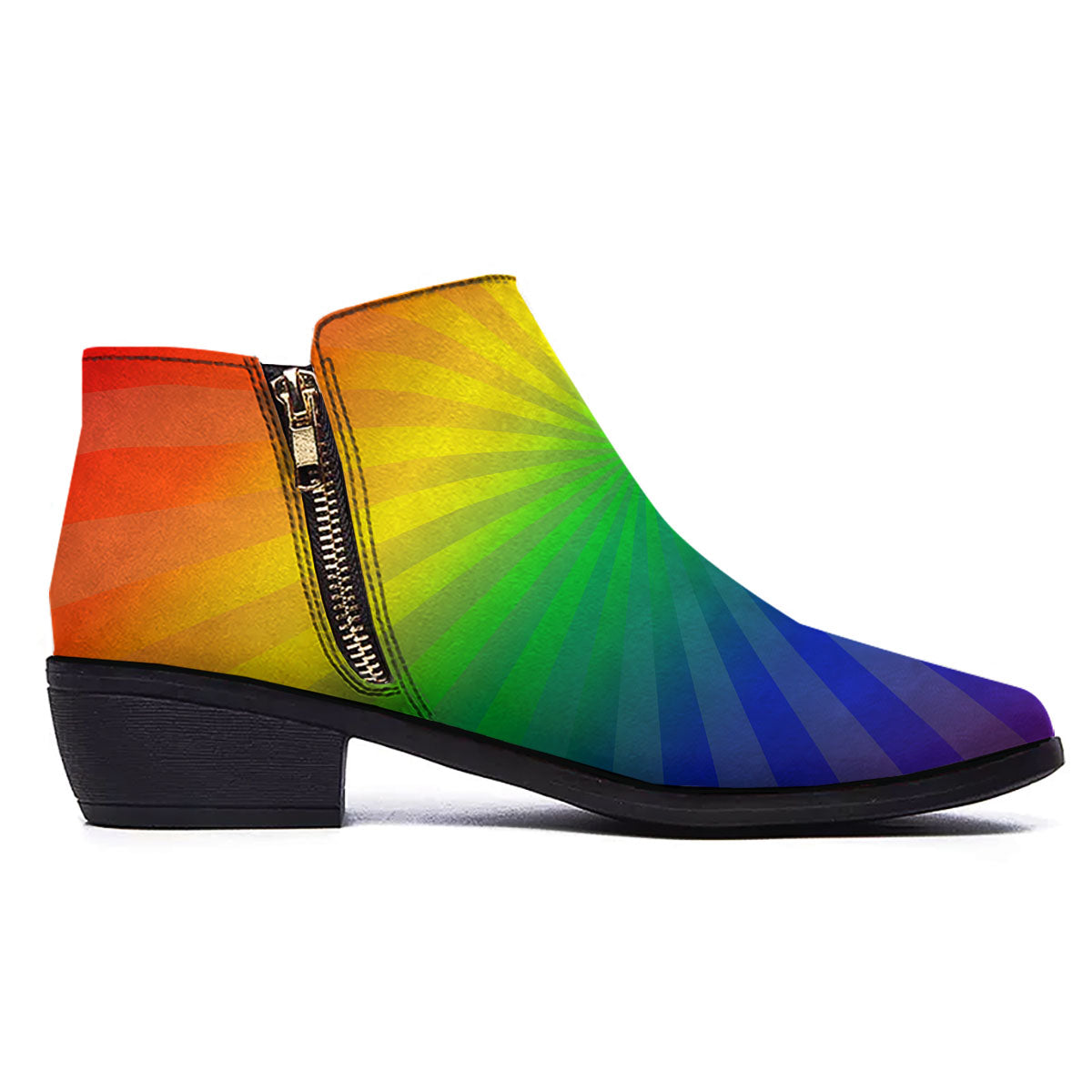 Rainbow Rays LGBT Pride Print Ankle Boots-grizzshop