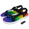 Rainbow Rays LGBT Pride Print Black Open Toe Sandals-grizzshop