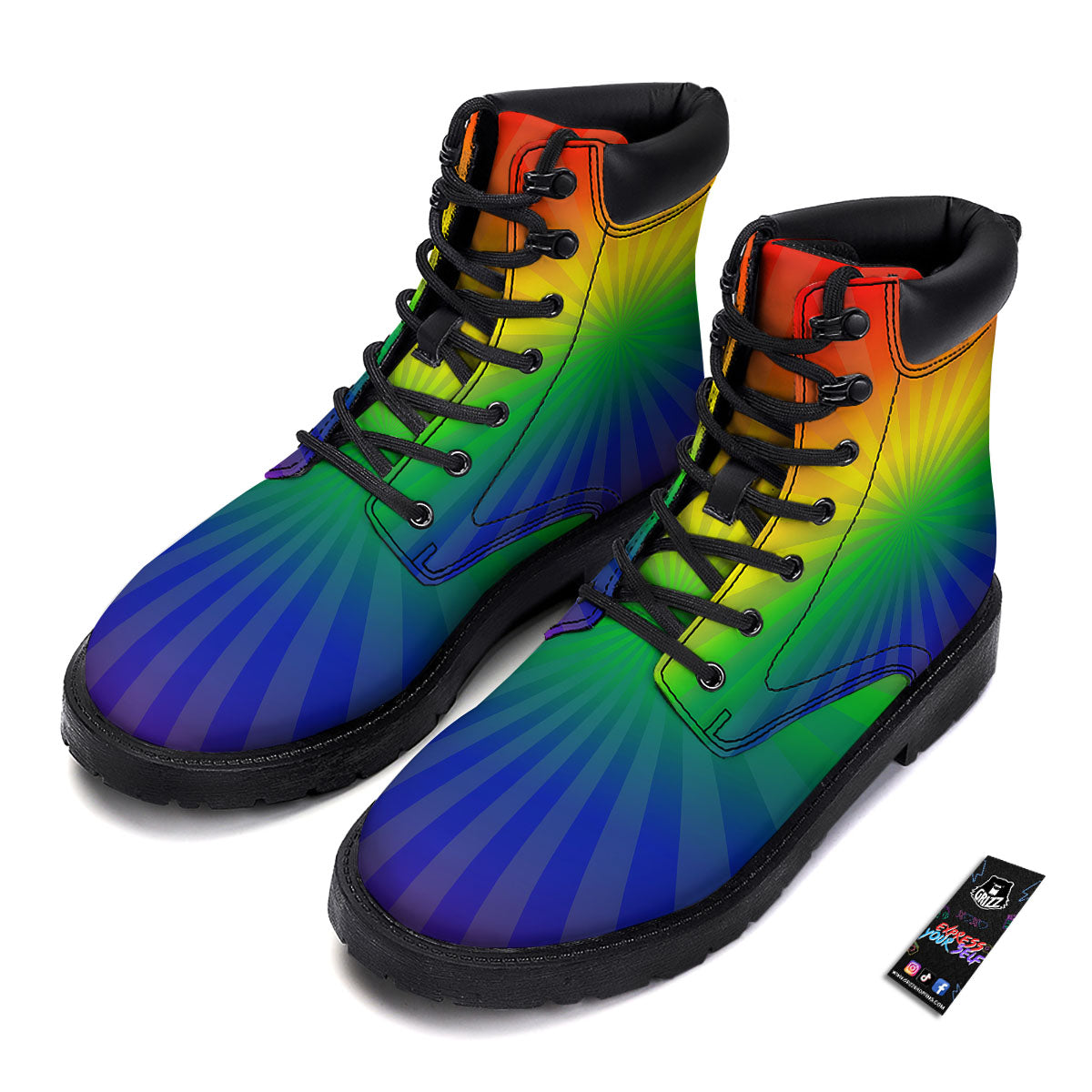 Rainbow Rays LGBT Pride Print Boots-grizzshop