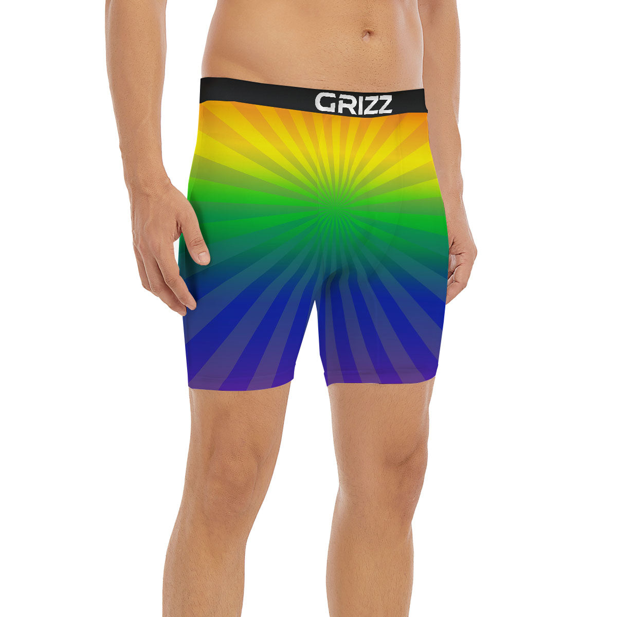 Rainbow Rays LGBT Pride Print Boxer Briefs-grizzshop