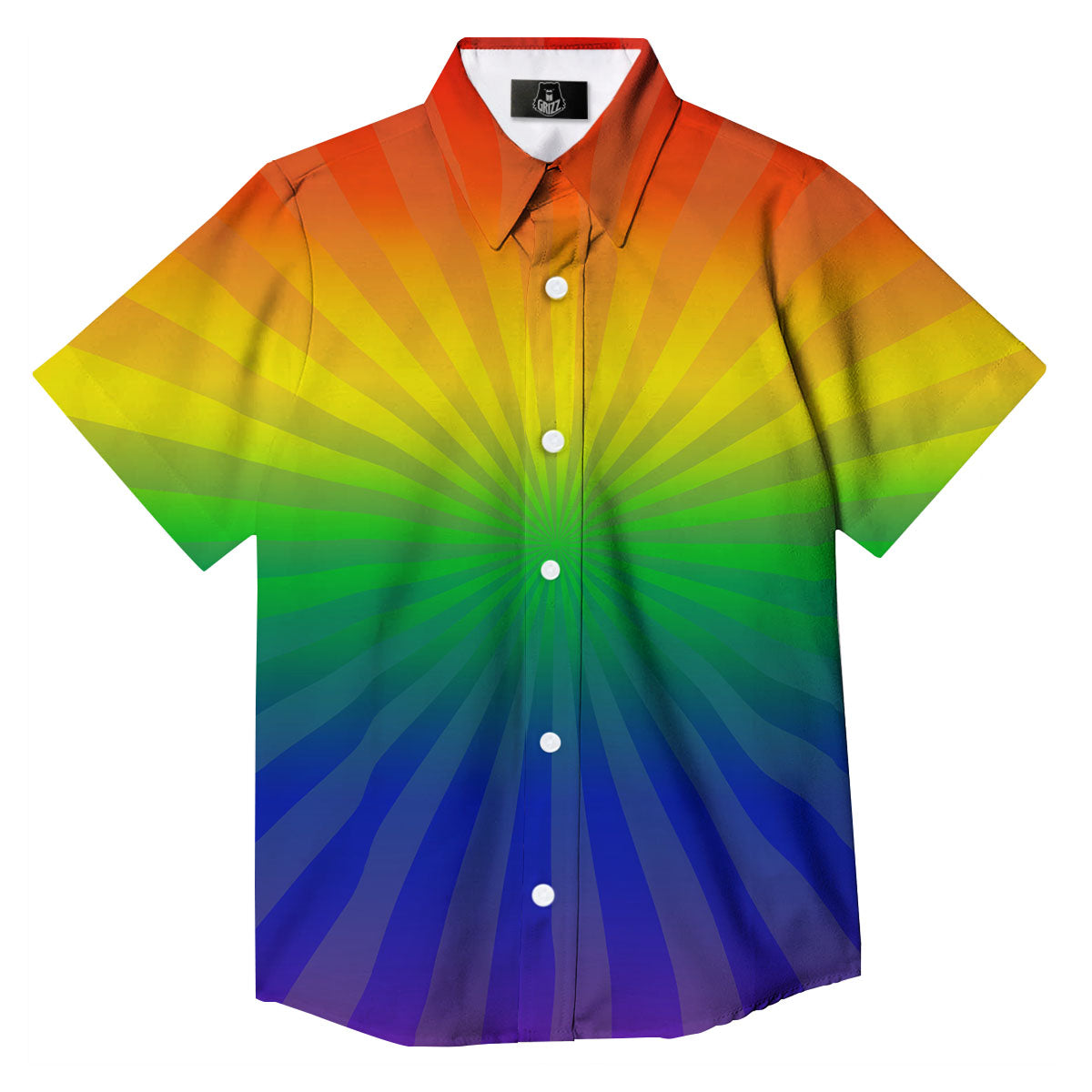 Rainbow Rays LGBT Pride Print Button Up Shirt-grizzshop