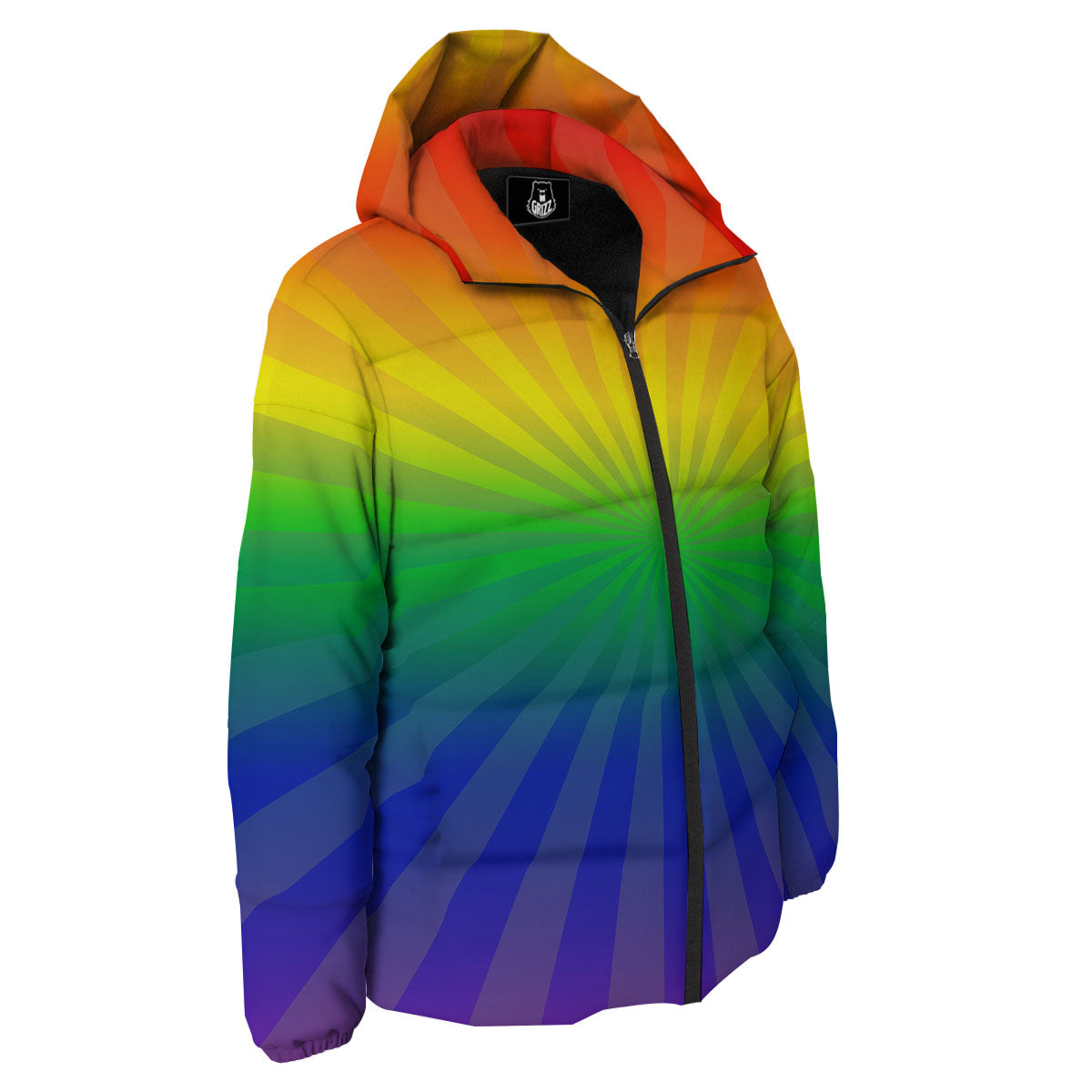 Rainbow Rays LGBT Pride Print Down Jacket-grizzshop