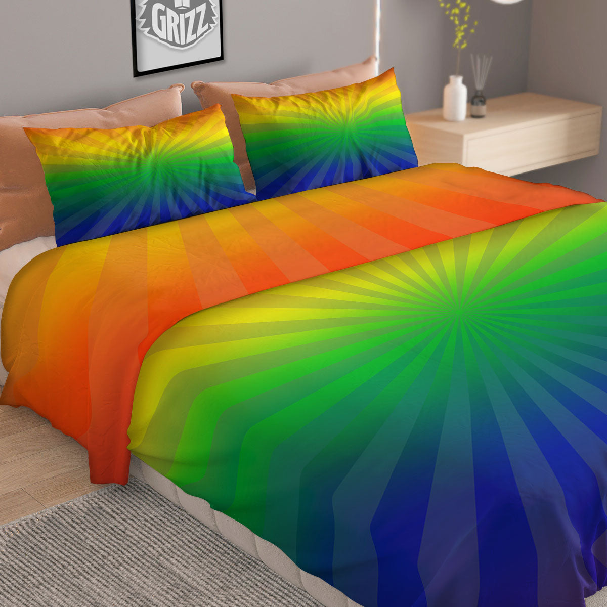 Rainbow Rays LGBT Pride Print Duvet Cover Bedding Set
