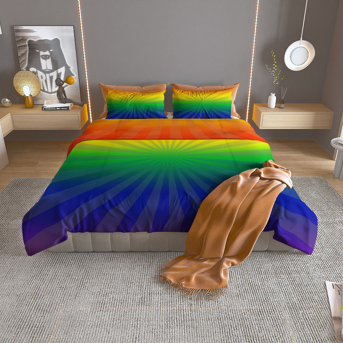 Rainbow Rays LGBT Pride Print Duvet Cover Bedding Set