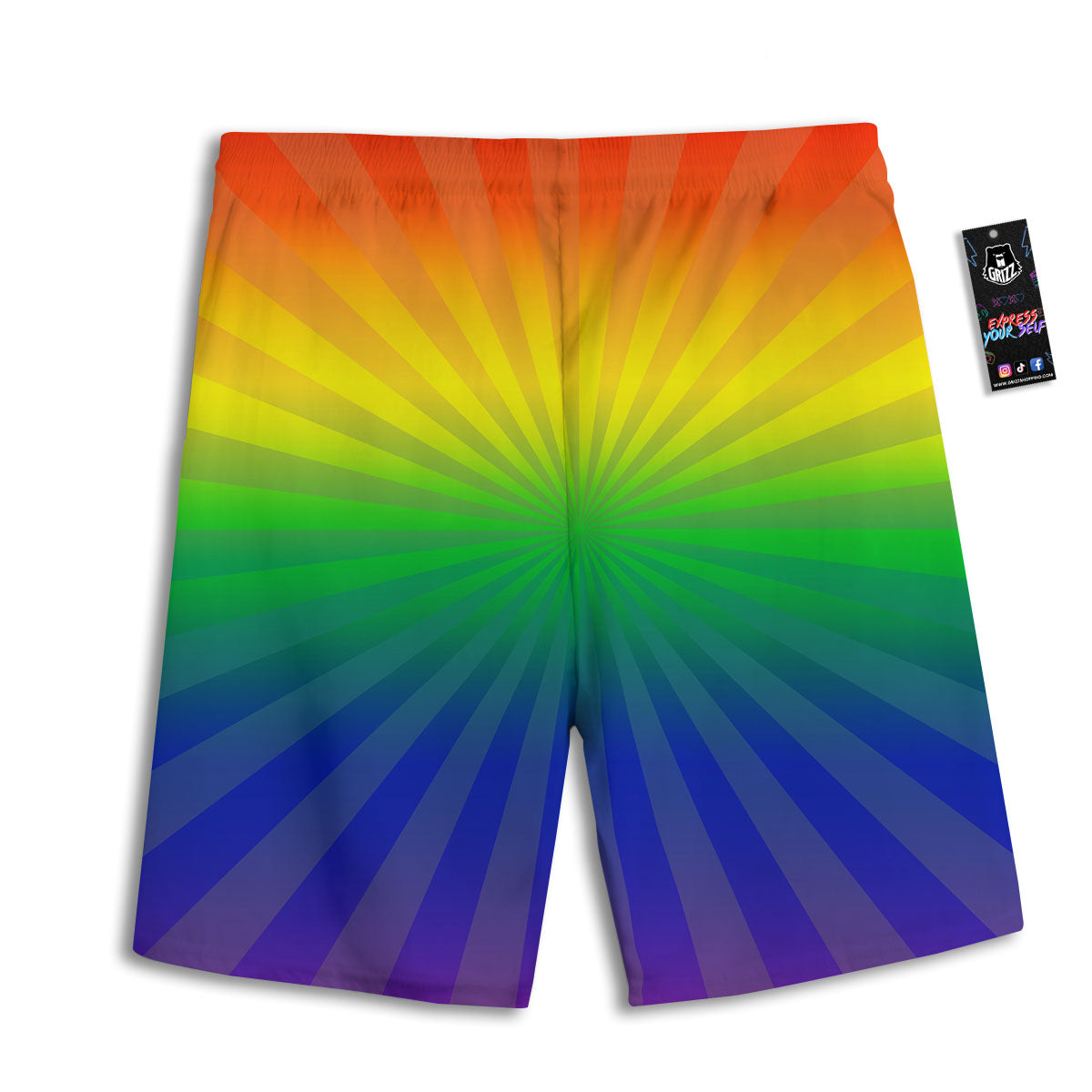 Rainbow Rays LGBT Pride Print Men's Athletic Shorts