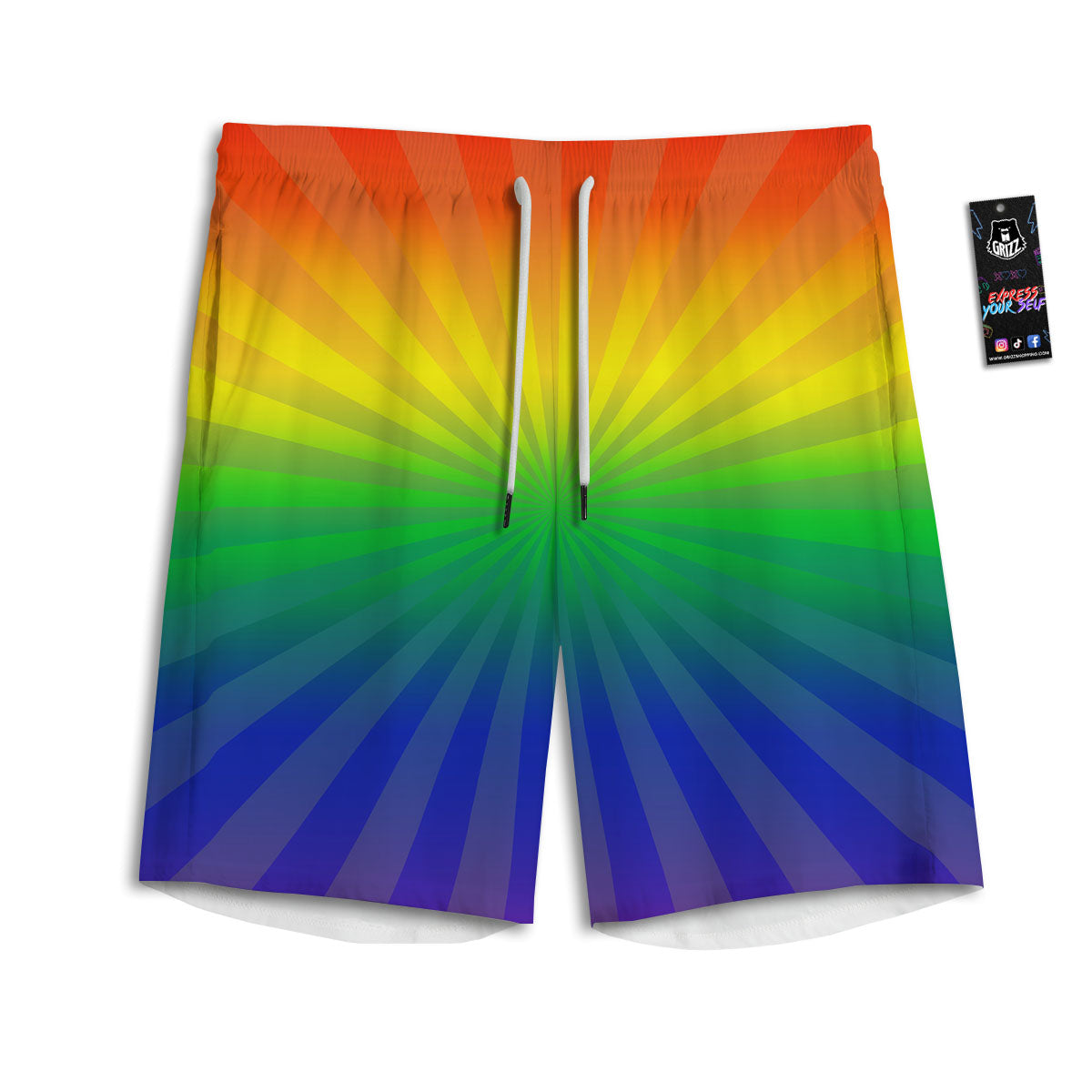 Rainbow Rays LGBT Pride Print Men's Athletic Shorts