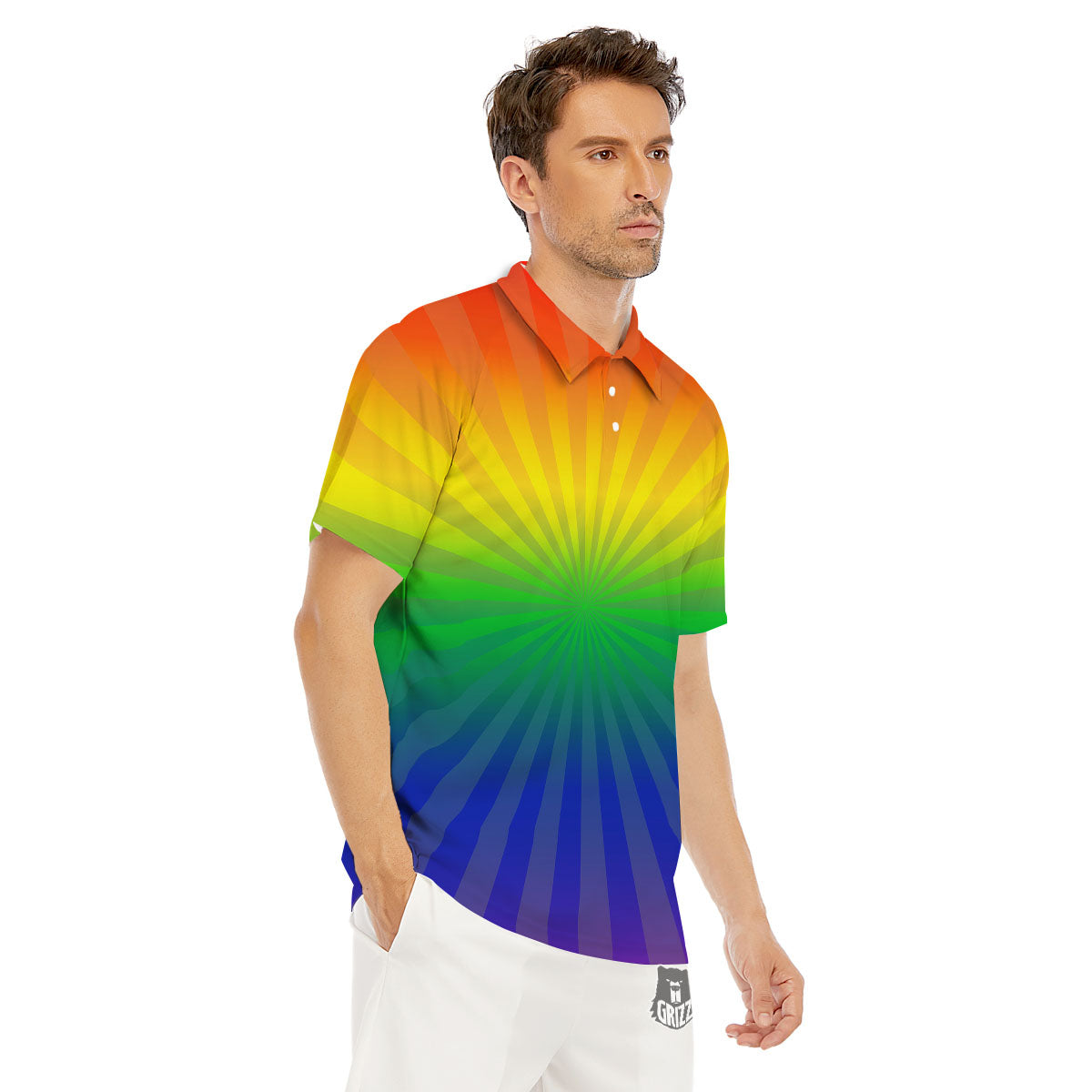 Rainbow Rays LGBT Pride Print Men's Golf Shirts-grizzshop