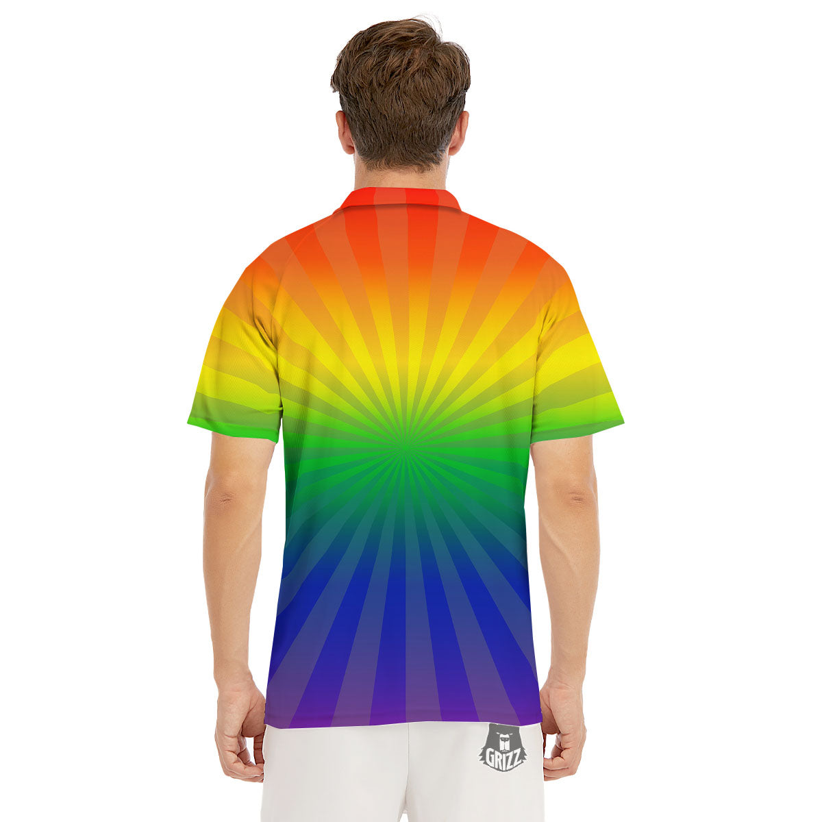 Rainbow Rays LGBT Pride Print Men's Golf Shirts-grizzshop