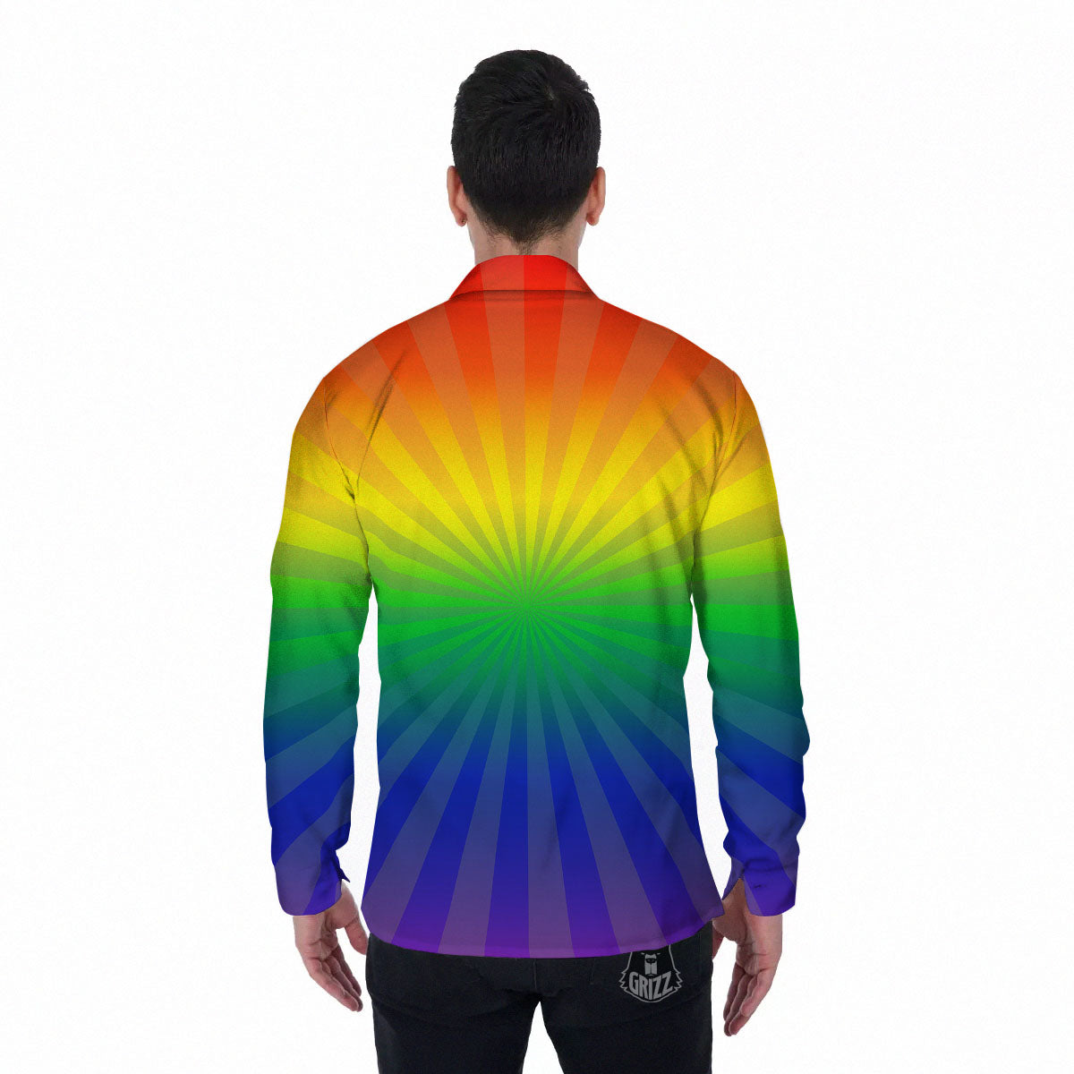 Rainbow Rays LGBT Pride Print Men's Long Sleeve Shirts-grizzshop