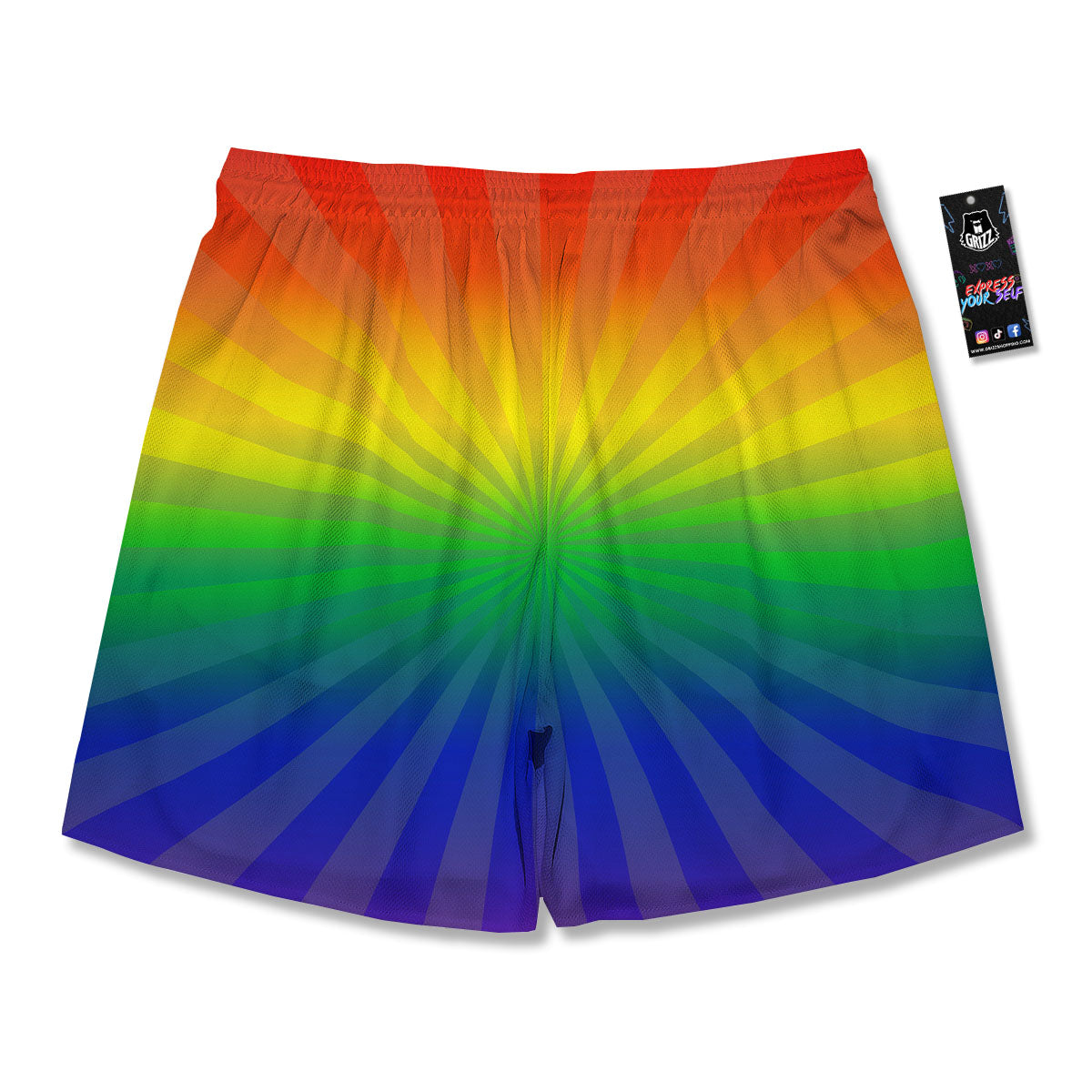 Rainbow Rays LGBT Pride Print Men's Running Shorts-grizzshop