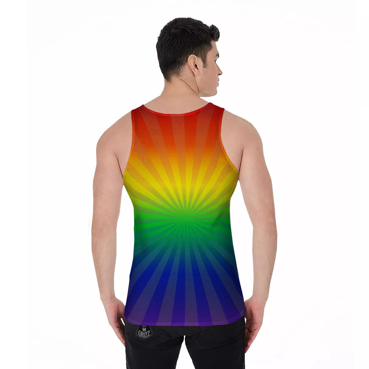 Rainbow Rays LGBT Pride Print Men's Tank Top-grizzshop