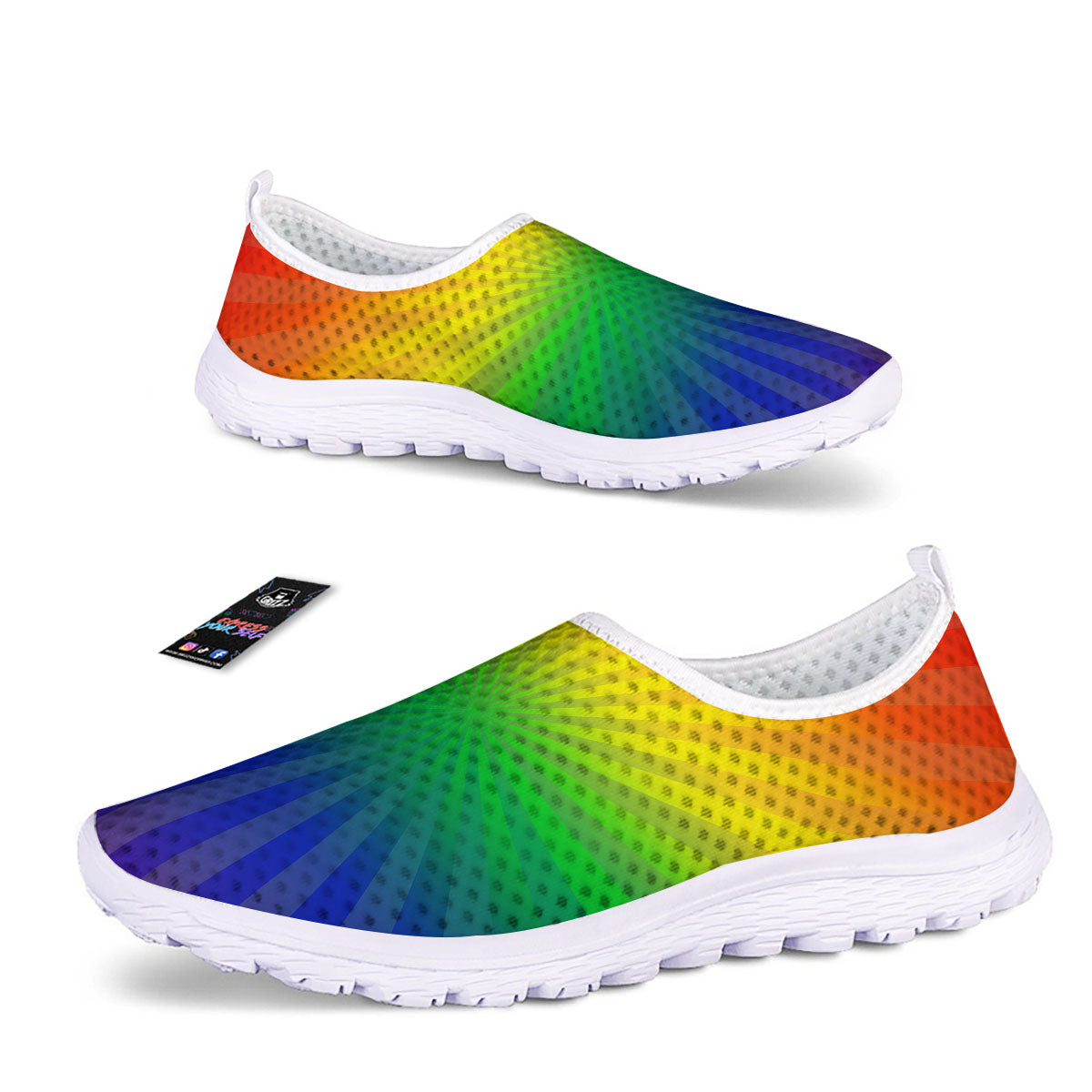 Rainbow Rays LGBT Pride Print Nurse Shoes-grizzshop