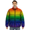 Rainbow Rays LGBT Pride Print Puffer Jacket-grizzshop