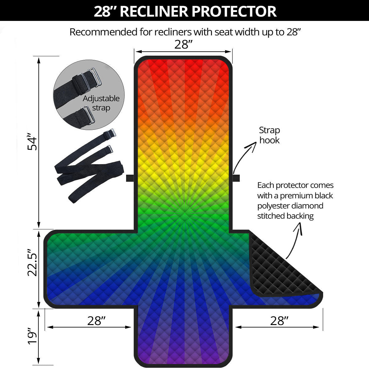 Rainbow Rays LGBT Pride Print Recliner Protector-grizzshop