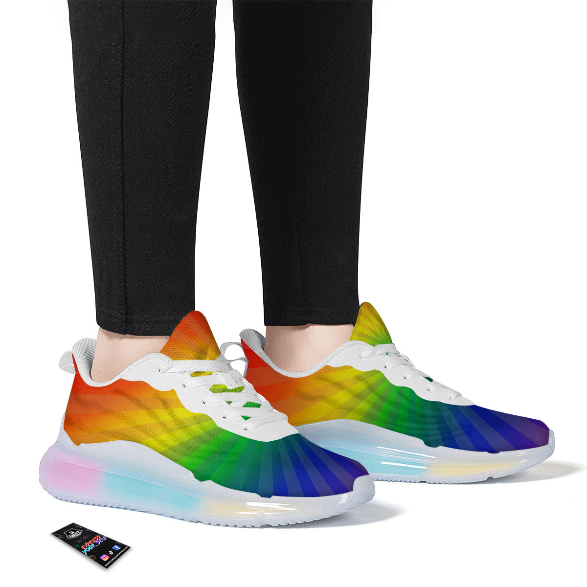 Rainbow Rays LGBT Pride Print Running Sneakers-grizzshop